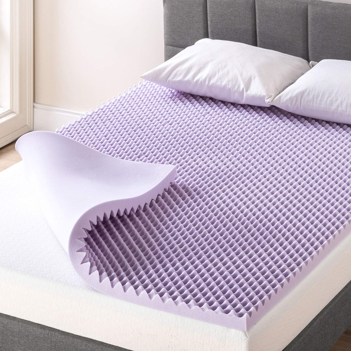 Best Price Mattress 2 Inch Egg Crate Memory Foam Mattress Topper with Soothing Lavender Infusion, CertiPUR-US Certified, Dorm Essentials, Full Best Price Mattress