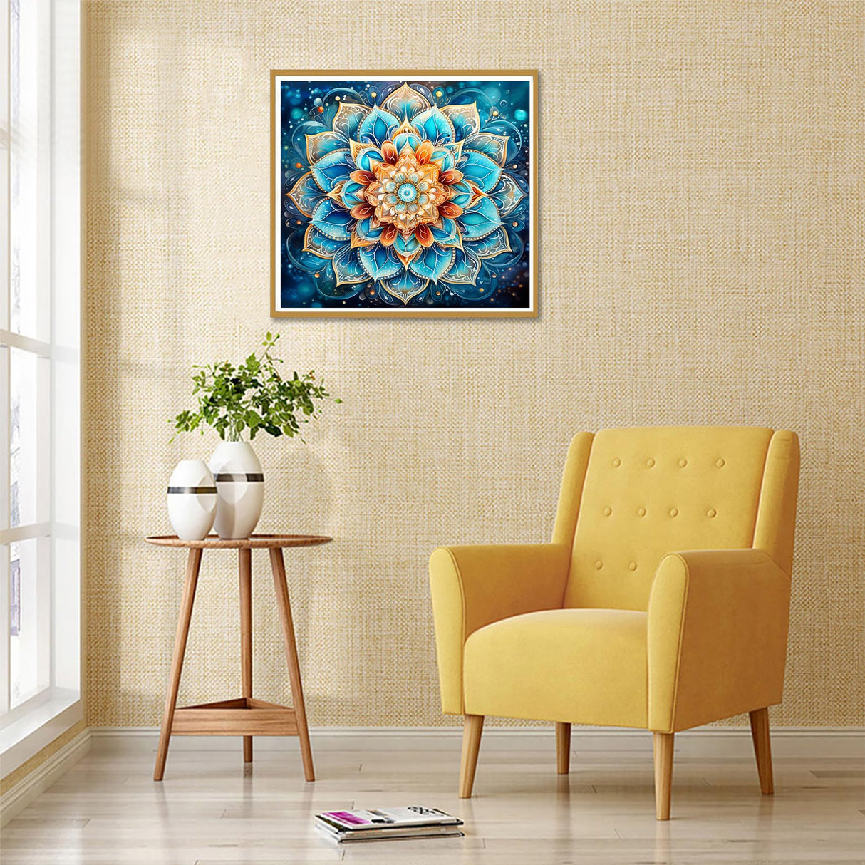 Reofrey DIY Diamond Art Kits for Adults Mandala Flower, Flower Full Drill Round Rhinestone Diamond Painting Kits, Cross Stitch Embroidery for Crafts (40x40 cm/ 16x16 inch) Reofrey