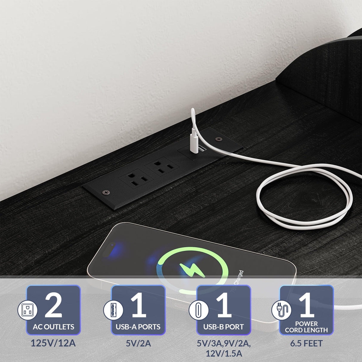 BELLEZE Mid-Century Record Player Stand, Vinyl Record Storage Cabinet Holds up to 350+ Albums, Rattern Decorated Turntable Stand with Power Outlet for Living Room, Office - Brown BELLEZE