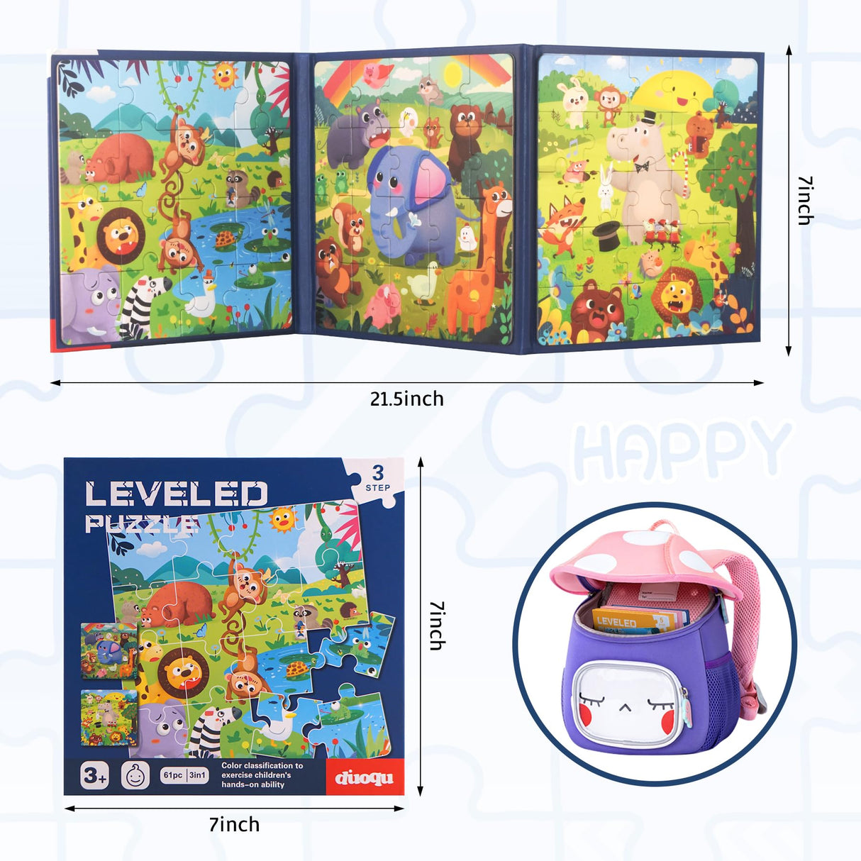 Magnetic Puzzles for Kids Ages 3-6,3 Page Different Animals Themed Series in 1 Puzzle Book,Preschool Learning Tools,Toddlers Magnetic Jigsaw Puzzle Book for Boy Girl, Kids Travel Puzzles Toys Gifts Uioemi