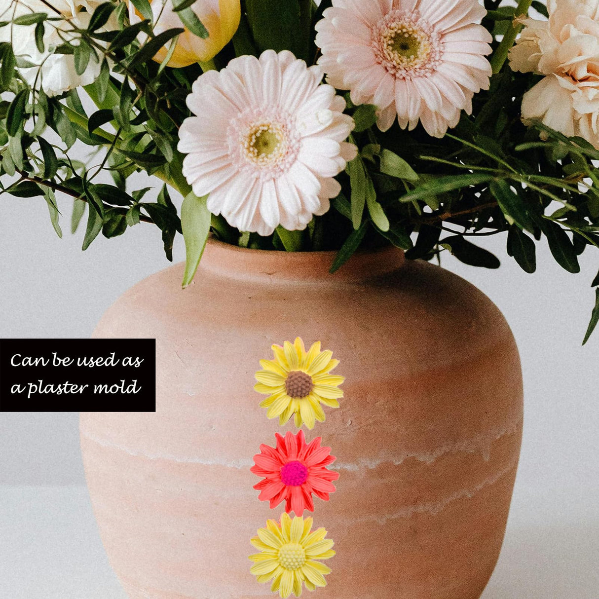 10PCS Daisy Flower Silicone Mold Chrysanthemum Flower Silicone Mold with Large-Eye Wicking Needle,Candlewick Resin Candle Molds DIY Soap Concrete Casting Polymer Clay Cupcake Topper Candy Craft TYMKLMZG