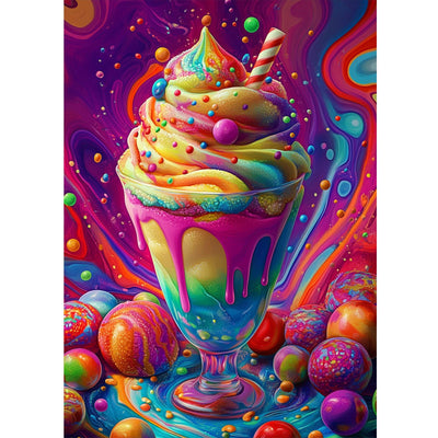 RICUVED Colorful Diamond Painting Kits for Adults, 5D Ice Cream Diamond Painting Diamond Art Kits for Beginners, Full Drill Diamond Art Diamond Gem Diamond Painting Kits for Home Wall Decor 12x16Inch