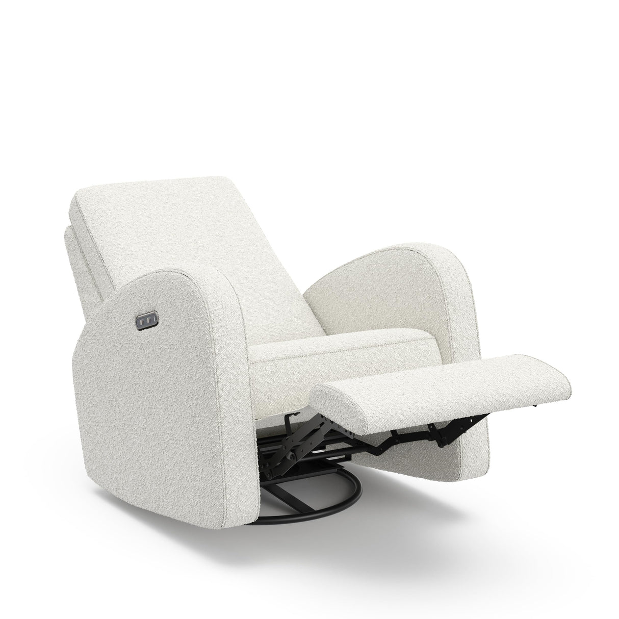 Storkcraft Santa Monica Power Recliner Swivel Glider (Ivory Boucle) – Effortless Electronic Power Recline, USB-A & USB-C Charger STORKCRAFT