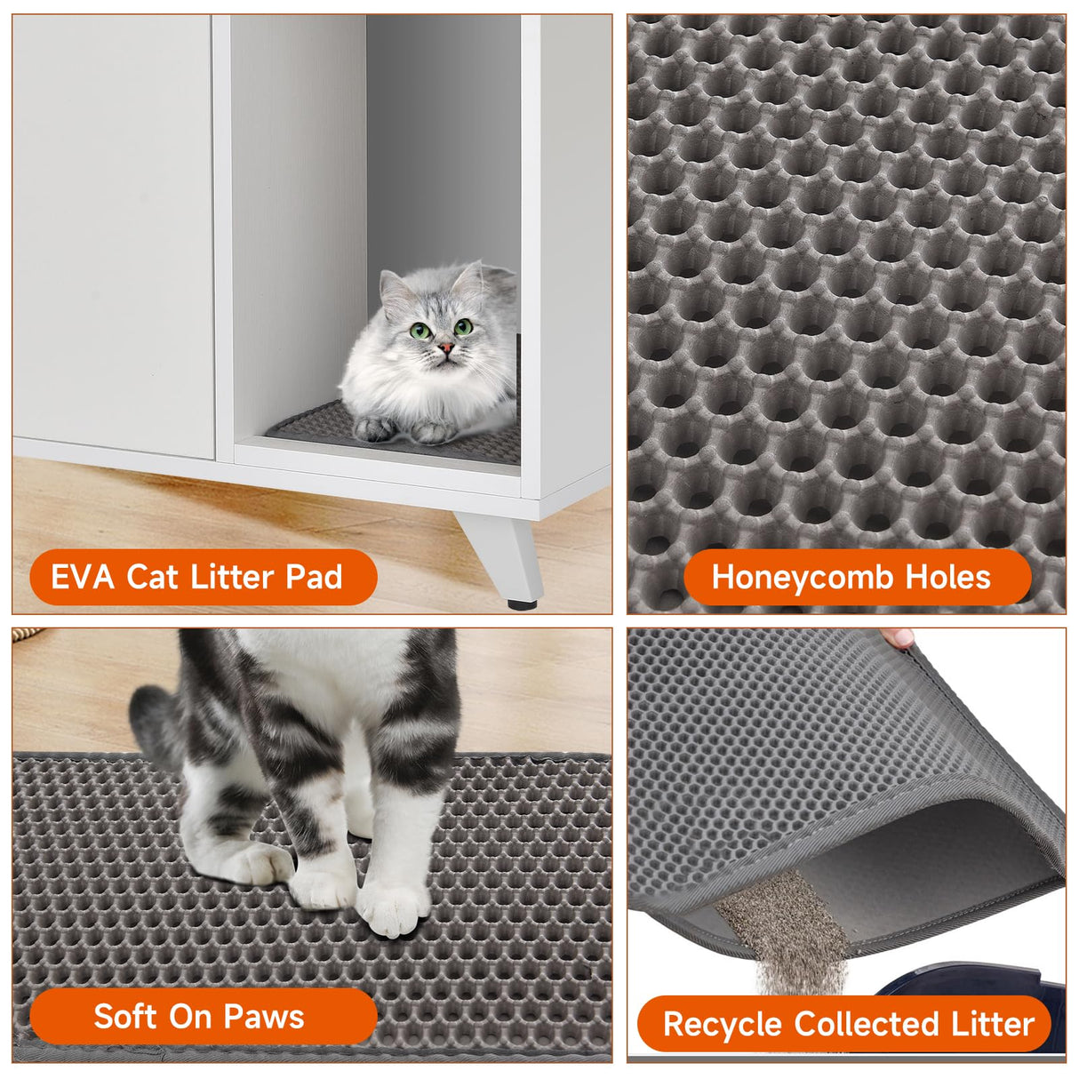 QuicMiou Cat Litter Box Enclosure, Hidden Litter Box Furniture Washroom Storage Cabinet, Modern Cat House with Scratche Pad (White) QuicMiou