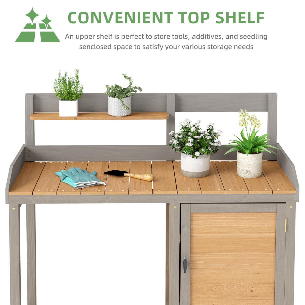 Wooden Potting Bench Table with Sink,Outdoor Garden Table Work Bench with Storage, Workstation for Outside Lawn Patio Wood-Natrl