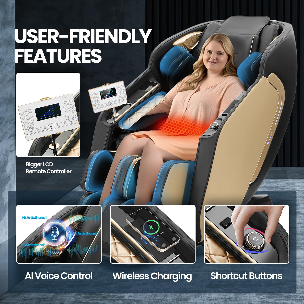 Artist hand Massage Chairs Full Body and Recliner Wider Seat, 2025 Zero Gravity Massage Chair SL-Track Shiatsu Massage Recliner, Body Scan, Heating, Calfrest Extension, Full-Body Air Compression Artist hand