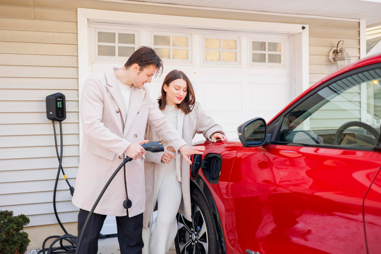 MACH 1: Fast 48 Amp Level 2 EV Charger, Wall-Mount Electric Vehicle Charging Station, 200-240V Hardwire or NEMA 14-50. J1772 car Connector & Tesla NACS, Indoor/Outdoor, 30ft Cable evse Adapter ApexCharger