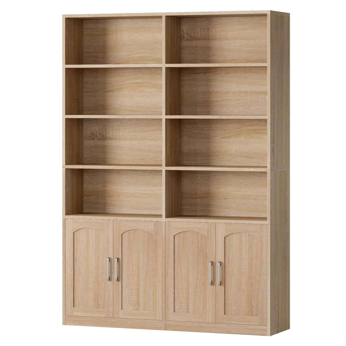 FACBOTALL Bookshelf and Bookcase with Doors, 6 Tier Double Wide Large Bookshelves, Open Display Shelves, 73'' Tall Bookcases for Home Office, Living Room, Library, Oak FACBOTALL