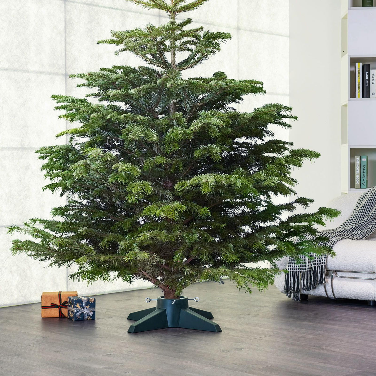 HarcoHome Live Christmas Tree Stand - 8ft Real & Artificial Tree Fit, Sturdy Green Christmas Tree Holder with Spike HarcoHome