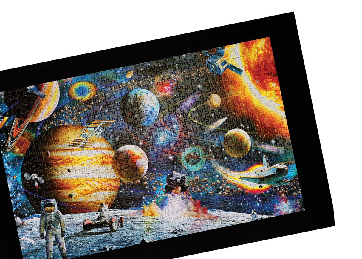 Jigsaw Puzzle Roll Up Mat Storage Saver - Sort, Store & Transport Puzzles Up to 1500 Pieces - Large 46"x26" Felt Mat Travel Organizer with Inflatable Tube & 3 Elastic Fasteners or Straps Accessories Toynk