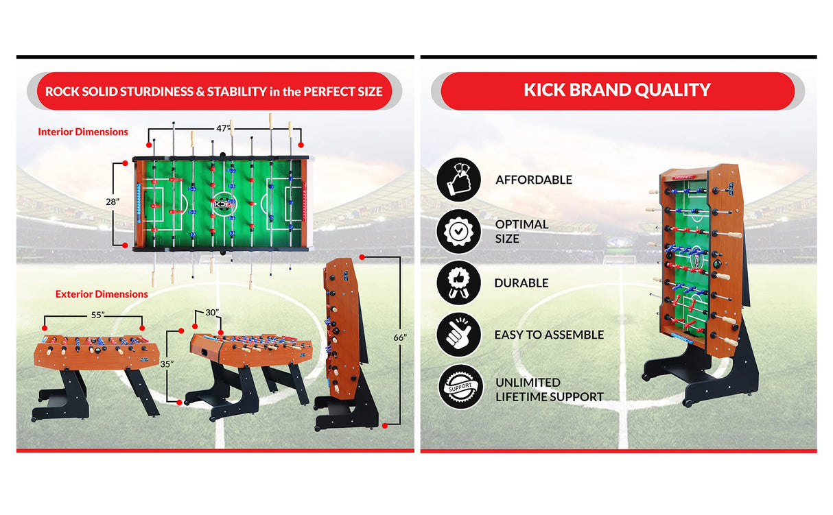 KICK Majesty 55" Folding Foosball Table (Brown) KICK