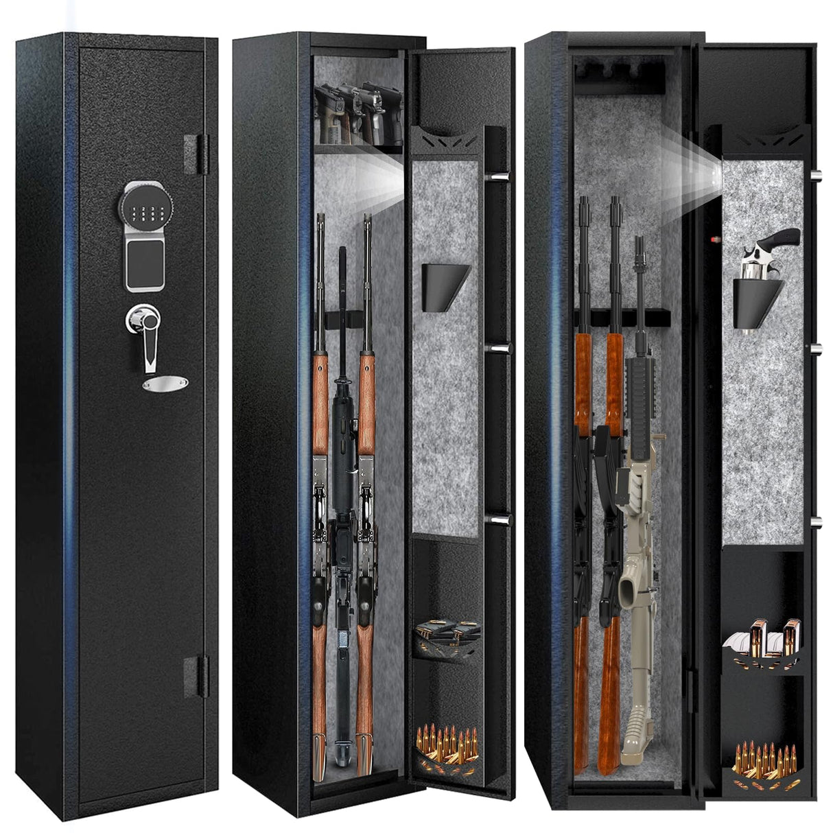 Karini 2-3 Gun Safe, Gun Safe for Rifles and Pistols, Rifle Safe,Gun Safe for Guns with Quick Access, Gun Safes for Rifles and Shotguns with Removable Gun Racks and Pockets Karini