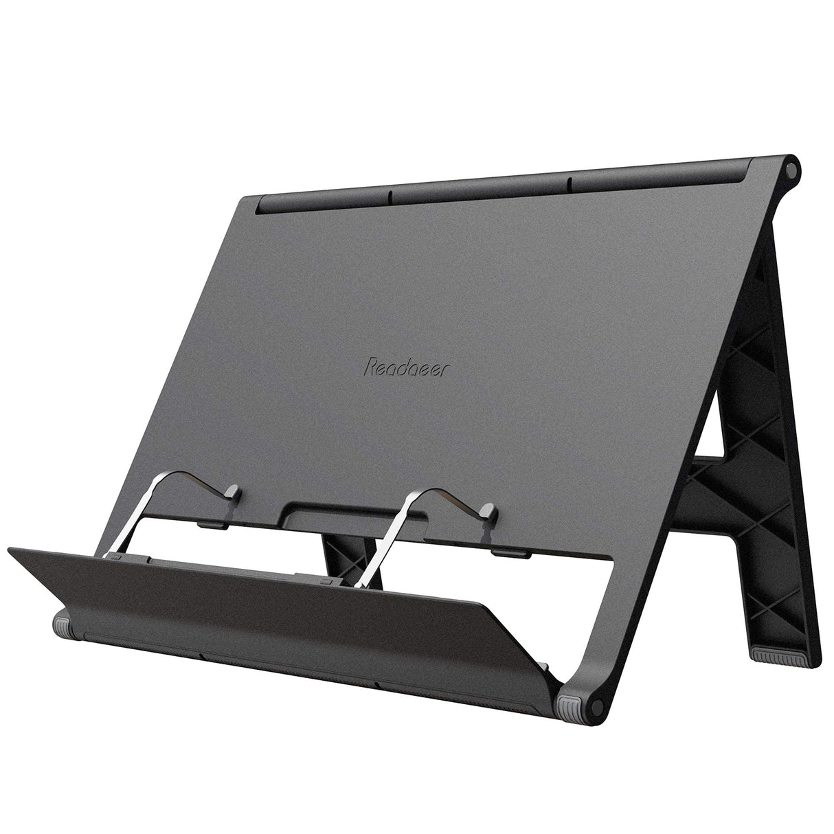 Readaeer Portable Book Stand Free Angle Adjustable Book Holder for Thick Textbook Collapsible Lightweight Book Rest (Black) Reodoeer