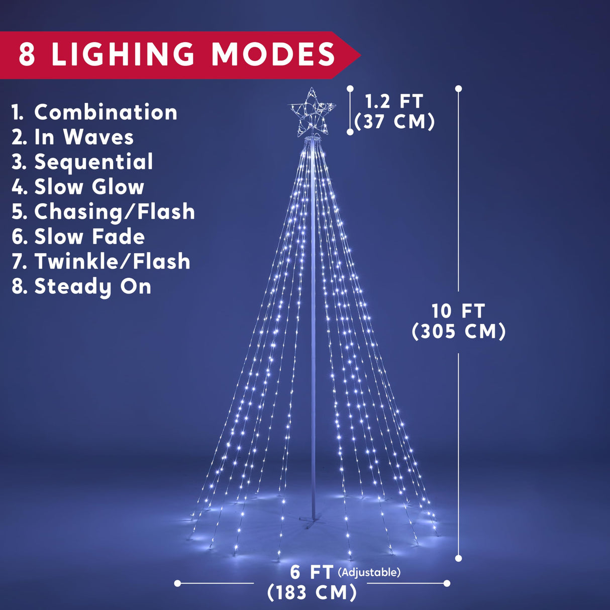 JOIEDOMI 10 ft Cone Tree Yard Light Decorations, 560 LED Cool White Lights with Metal Stakes for Indoor Outdoor Garden Holiday Décor, Christmas Eve Night Décor Joiedomi