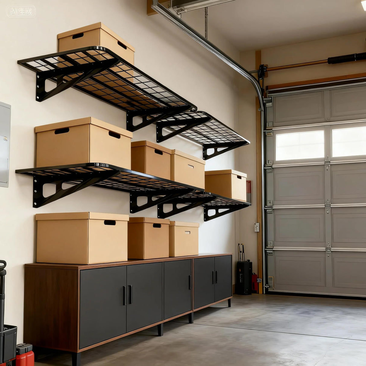 4-Pack 2x4ft Garage Wall Shelving, 4 Shelf Total 16 ft(L) Garage Shelving Wall Mounted, Heavy-Duty Storage Shelves, Perfect for Holding Storage Bins, Sporting Goods, Tools, and More Space-Saving ZoffyFabrizio