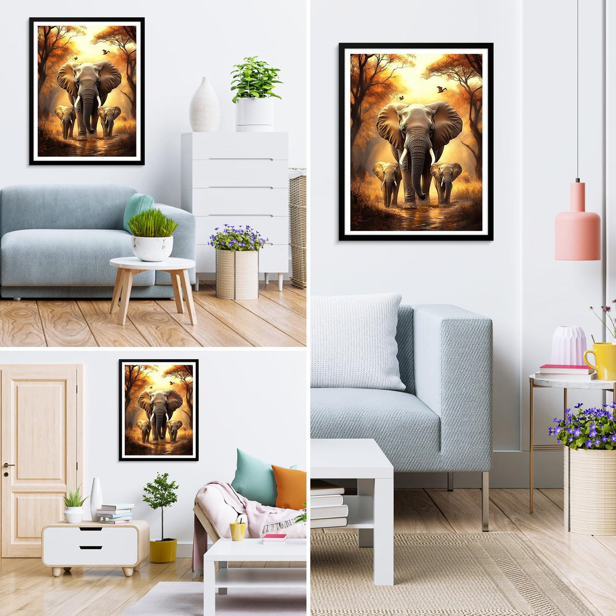 MXJSUA DIY Elephant Diamond Painting Kits for Adults, Animal Diamond Gem Art Painting for Beginners, Diamond Picture with Full Round Drill Dots Craft Set Gift, 12 * 16 Inch MXJSUA