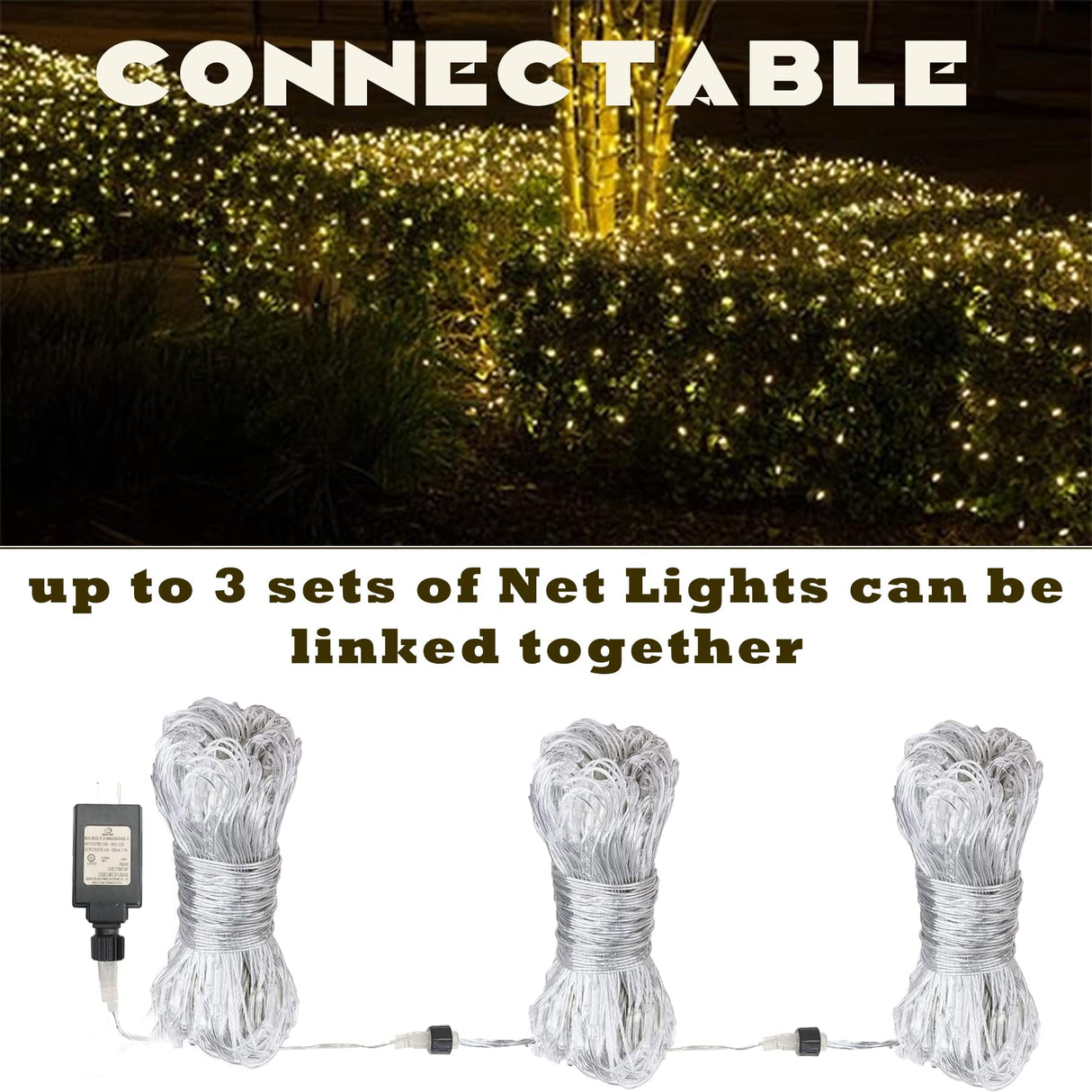 Eueasy LED Net Lights, 270 LED 10x10FT with Timer & 8 Lighting Modes, Outdoor Net Lights for Gazebo, Bush, Wedding, Holiday Eueasy