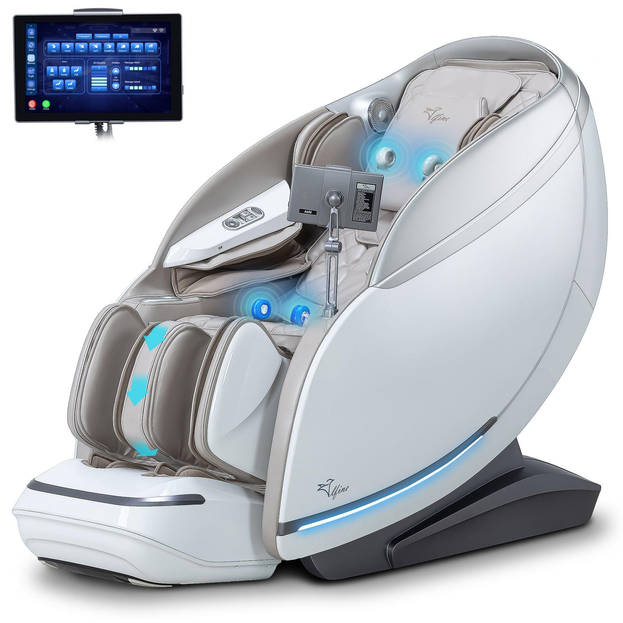 Alfine A688 Heaven Duet Massage Chair-4D & 3D Dual-Mechanism Zero Gravity Recliner with Yoga Stretch and Electric Automatic Footrest Extension-Full Body Relaxation, 20 Modes, AI Voice Control (Beige) Alfine