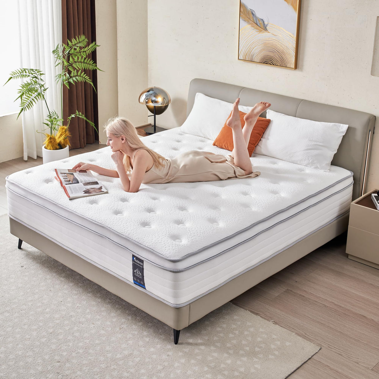 Madevos Full Size Mattress, 12 Inch Hybrid Mattress in a Box, Memory Foam and Individual Pocket Springs, Fiberglass Free, Soft and Breathable, Medium Firm Feel Madevos