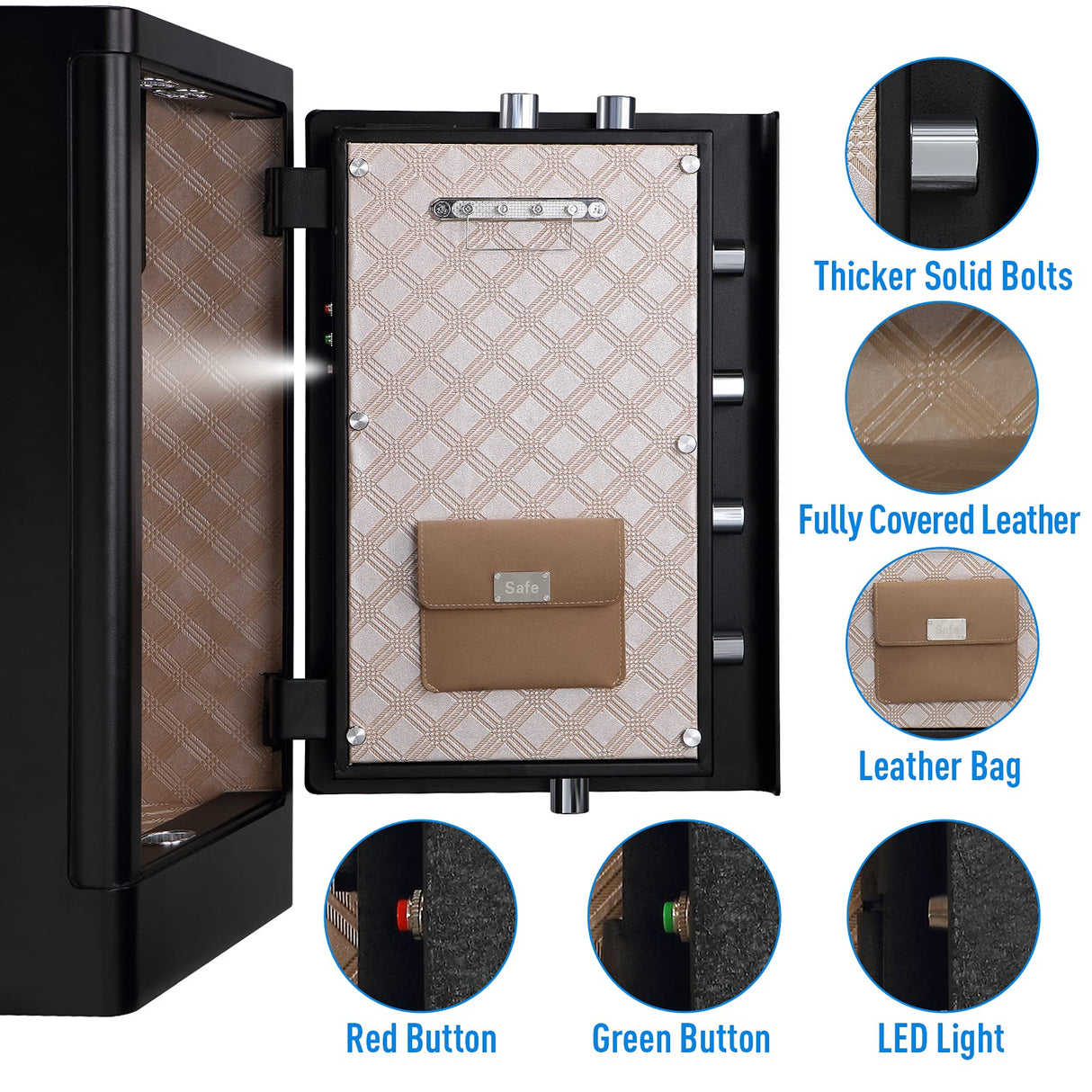 Tenamic Deluxe Biometric Fingerprint Safe Box Smart Touch Screen Fireproof Safe for Home Office Hotel 3.83 Cubic Tenamic
