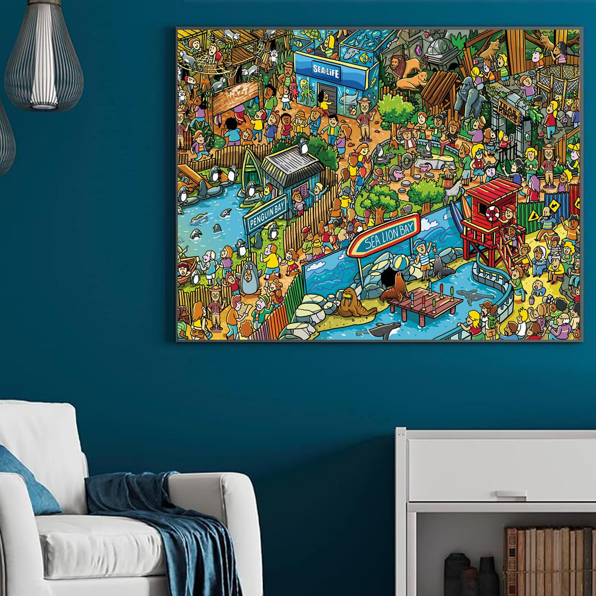 Jigsaw Puzzles for Adults, 1000 Pieces Ocean Park Puzzle, Cartoon Painting Challenging Puzzles for Family Activity Game Nights Gifts Fidget Stress Relief RECHIATO