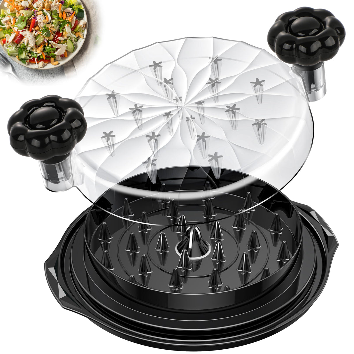 Chicken Shredder Tool Twist Large - 10'' Pro Meat Shredders for Chicken Breast,Visible Kitchen Gadgets Grinder Machine with Brush,Strong Anti-Slip Strip,Ergonomic Handle,BPA Free (Black) Beiyunee