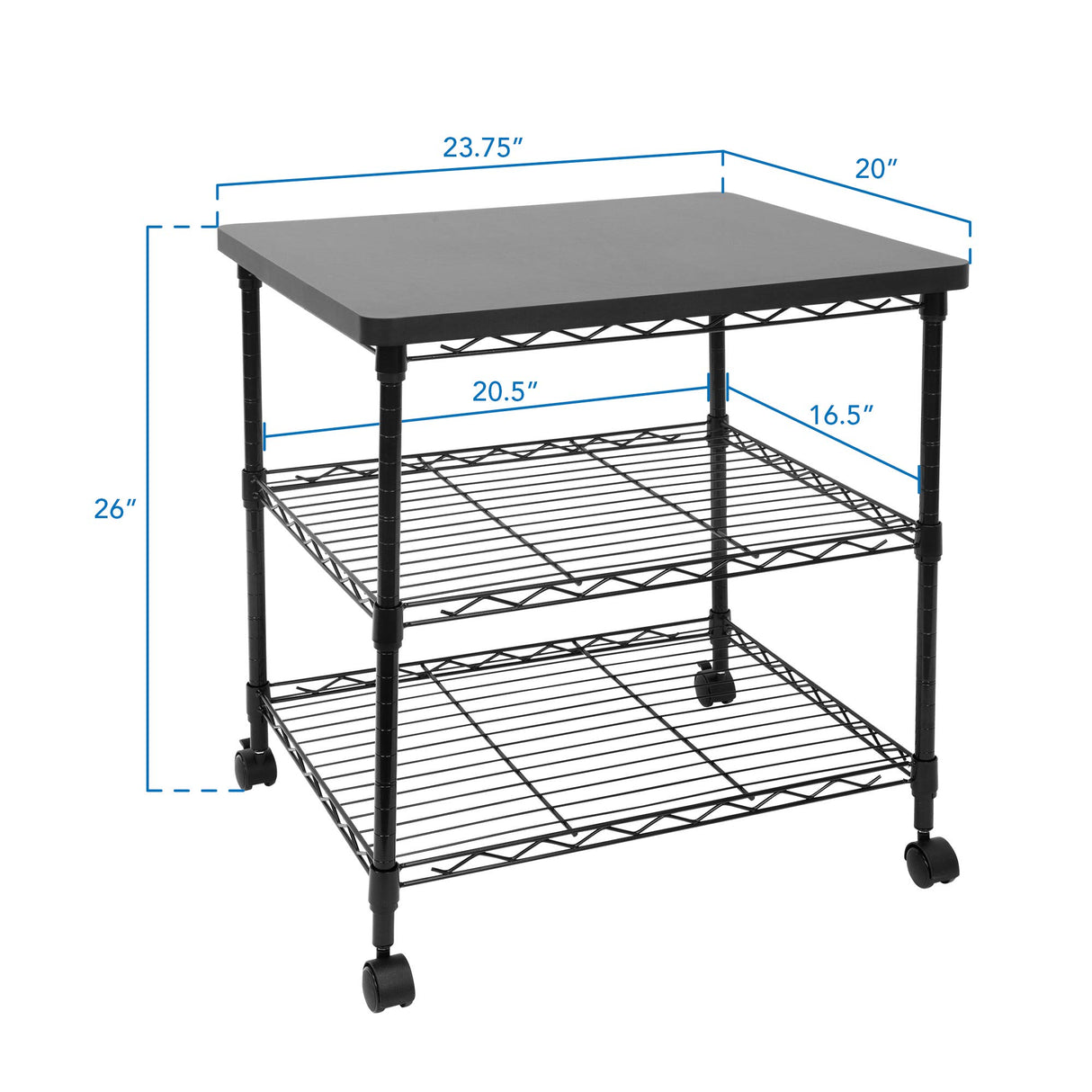 Mount-It! Printer Stand With Wheels | 3-Tier Large Printer Cart With Storage Shelves For 3D & Laser Printer, Scanner, Heat Press | Rolling Metal Utility Table For Home and Office Use, 200 Lbs Capacity Mount-It!