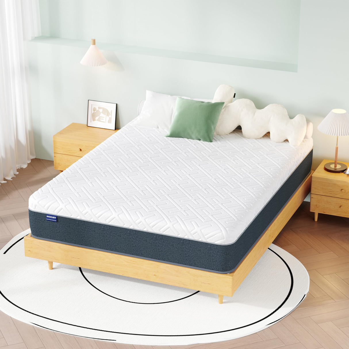 HOXURY Queen Mattress, 10 Inch Green Tea Memory Foam Mattress in a Box, Medium Firm Queen Size Mattress HOXURY