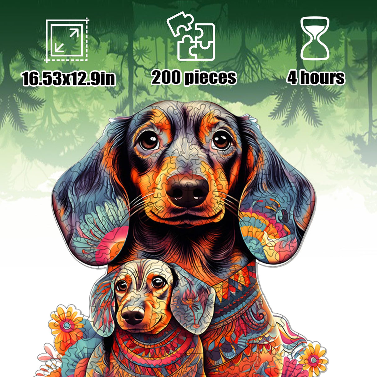 Wooden Puzzle for Adults, 200 Piece Irregular Animal Shaped Wooden Jigsaw Puzzles, Unique Puzzles for Adults, Creative Gift for Adults and Kids WHJSG