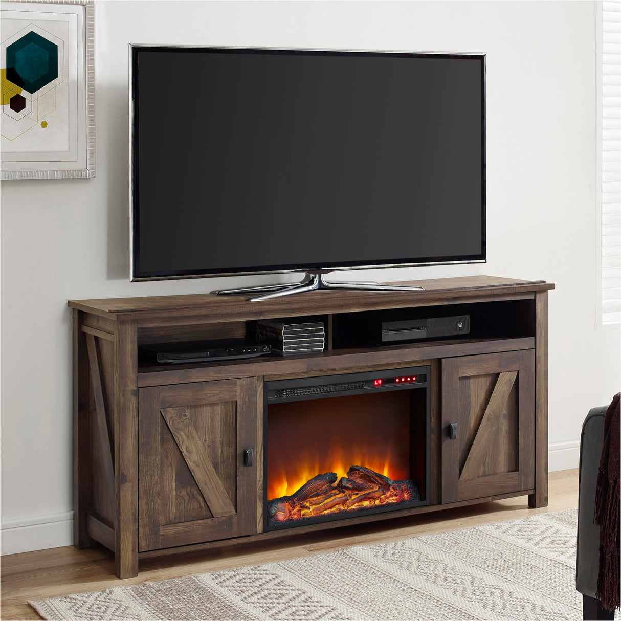Ameriwood Home Farmington Electric Fireplace Console for TVs up to 60", Rustic Ameriwood Home