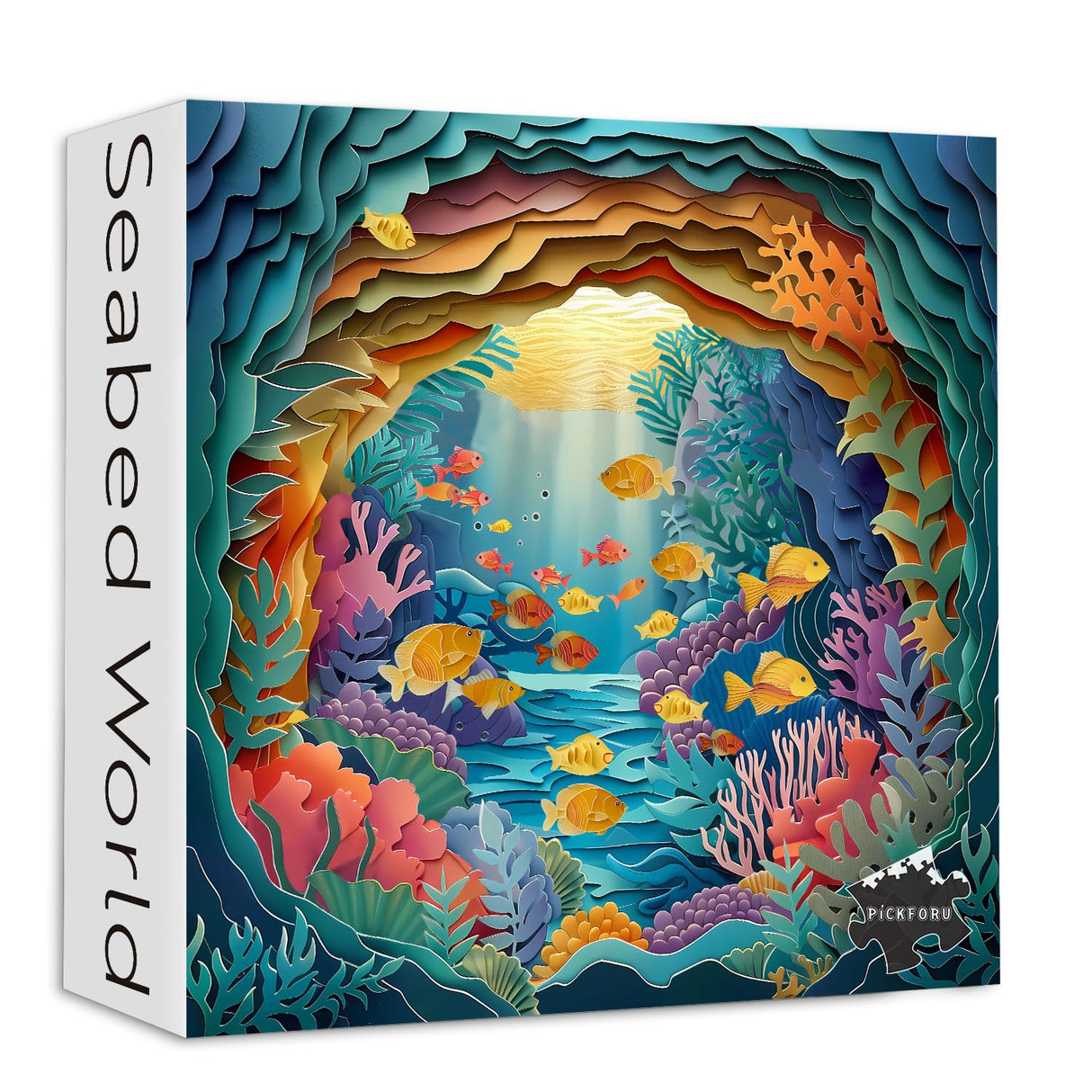 PICKFORU Ocean Puzzles for Adults 1000 Pieces, Quilling Paper Art Fish Sea Puzzle, Paper Cut Art Ocean Plant Jigsaw Puzzles as Home Decor PICKFORU