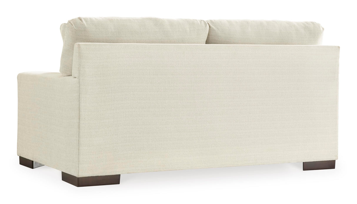 Signature Design by Ashley Maggie Contemporary Upholstered Loveseat with Accent Pillows, Off-White Signature Design by Ashley