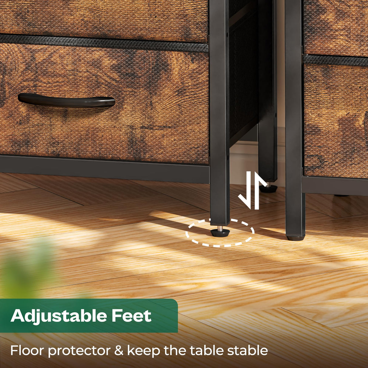 Huuger Nightstand with Charging Station, 27.6 Inch Bedside Table with Fabric Drawers, End Table Side Table with USB Ports and Outlets, Night Stand for Bedroom, Rustic Brown Huuger