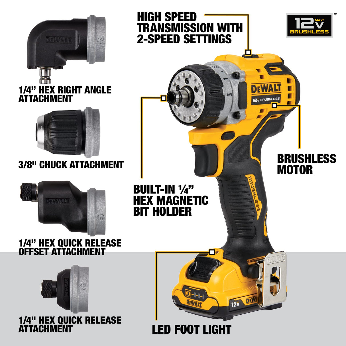 DEWALT XTREME(TM) 12V MAX* Brushless Cordless 5-in-1 Drill/Driver Kit (DCD703F1) DEWALT