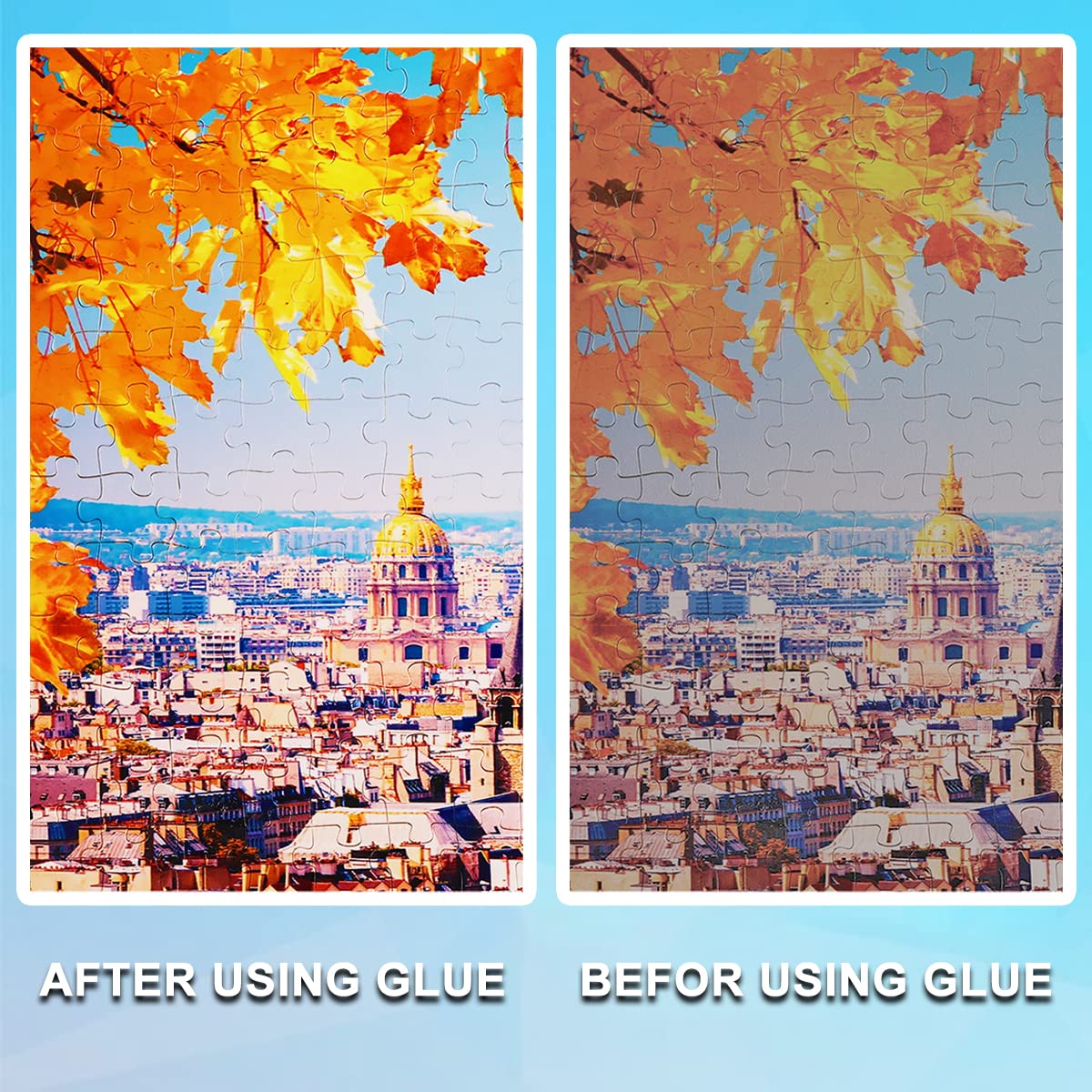 Jigsaw Puzzle Glue Clear with Sponge Head Applicator, Puzzle Saver Frame for 1000/1500/3000 Pieces Puzzle of Paper & Wood, Water-Soluble Special Art Craft Puzzle Guard Glue, Quick Dry (120ML) Wunhunew