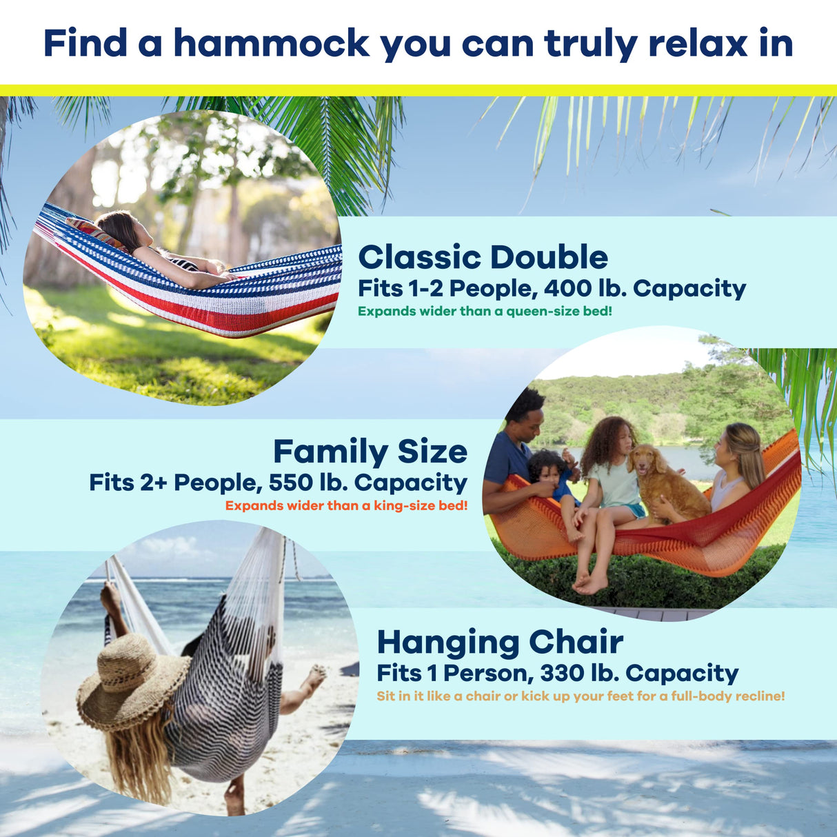 Handwoven Hammock by Yellow Leaf Hammocks - Double Size, Fits 1-2 PPL, 400lb max - Weathersafe, Super Strong, Easy to Hang, Ultra Soft, Artisan Made - Color: Neon - Blue - Turquoise Yellow Leaf Hammocks