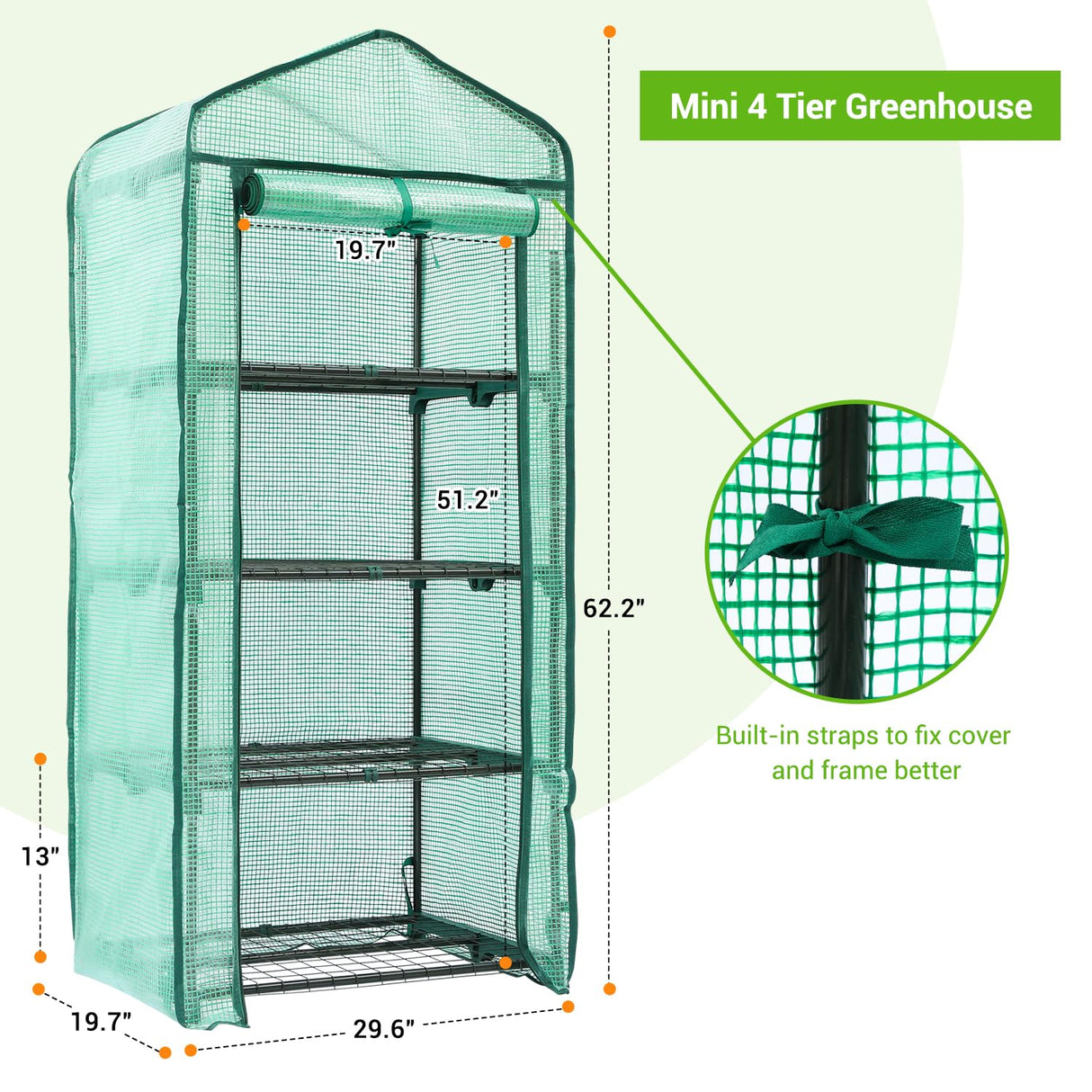 Ohuhu Mini Greenhouse for Indoor Outdoor, Small Plastic Plant Green House 4-Tier Rack Stand Portable Greenhouses with Durable PE Cover for Seedling, 2.5x1.6x5.2 FT, Ideal Gardening Gifts for Women Men Ohuhu