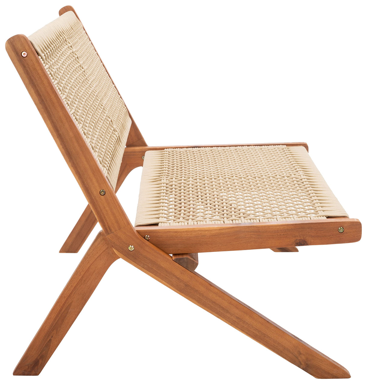 SAFAVIEH Outdoor Collection Kobina Natural Acacia Wood/Natural Rope Foldable Bench (Fully Assembled) SAFAVIEH