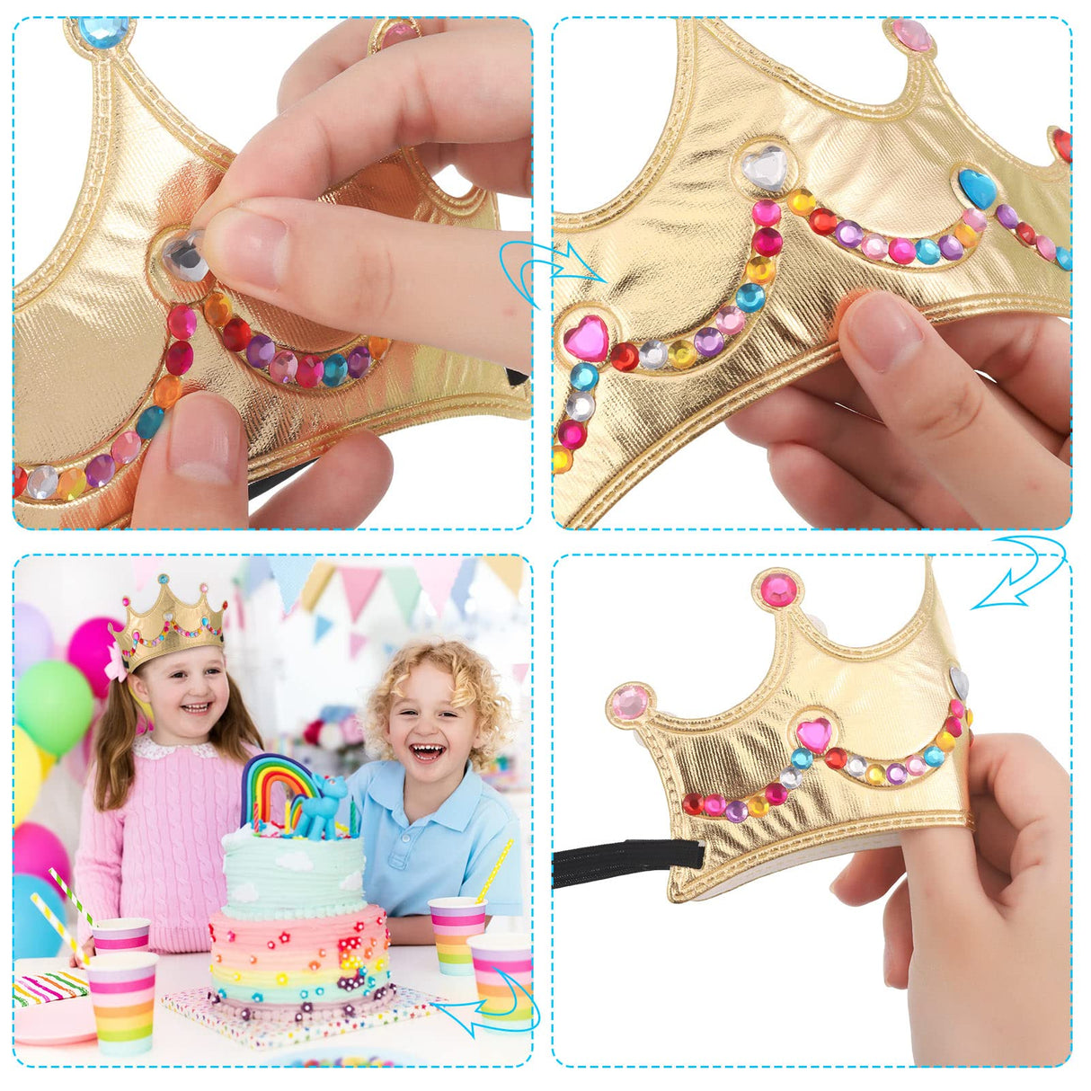 JOELELI 31pcs Crown Craft for Kids, 24pcs Foam Princess Tiara Crowns with Gem Diamond Tattoo Sticker- Make Your Own Queen King Crown Hat for Boys Girls, DIY Craft Princess Party Suppies Hats JOELELI