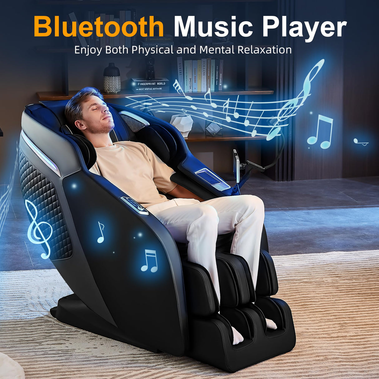 Luxury 4D Full Body Massage Chair, Zero Gravity SL-Track Shiatsu Recliner ,18 Auto Modes & 6 Massage Techniques,Lumbar & Calf Heating,Foot Roller and Calf Kneading,Voice/App/Touch Control,Body Scan GOLINYOUBIZ