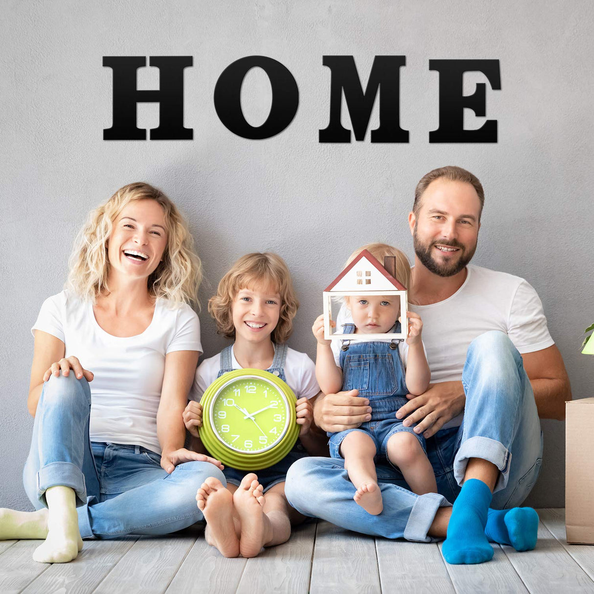 4 Pieces 12 Inch Home Sign Wooden Home Letters Wall Hanging Large Home Sign Decor for Home, Living Room, Farmhouse (Black) Jetec