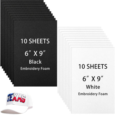 Innconee 20 Pcs 3mm Embroidery Foam EVA Foam Sheets for 3D Embroidery Arts and Crafts, DIY Projects, Hand Sewing, Quilting, Hats, Cosplay Costumes, Pillows(White, Black,6 x 9 Inch)