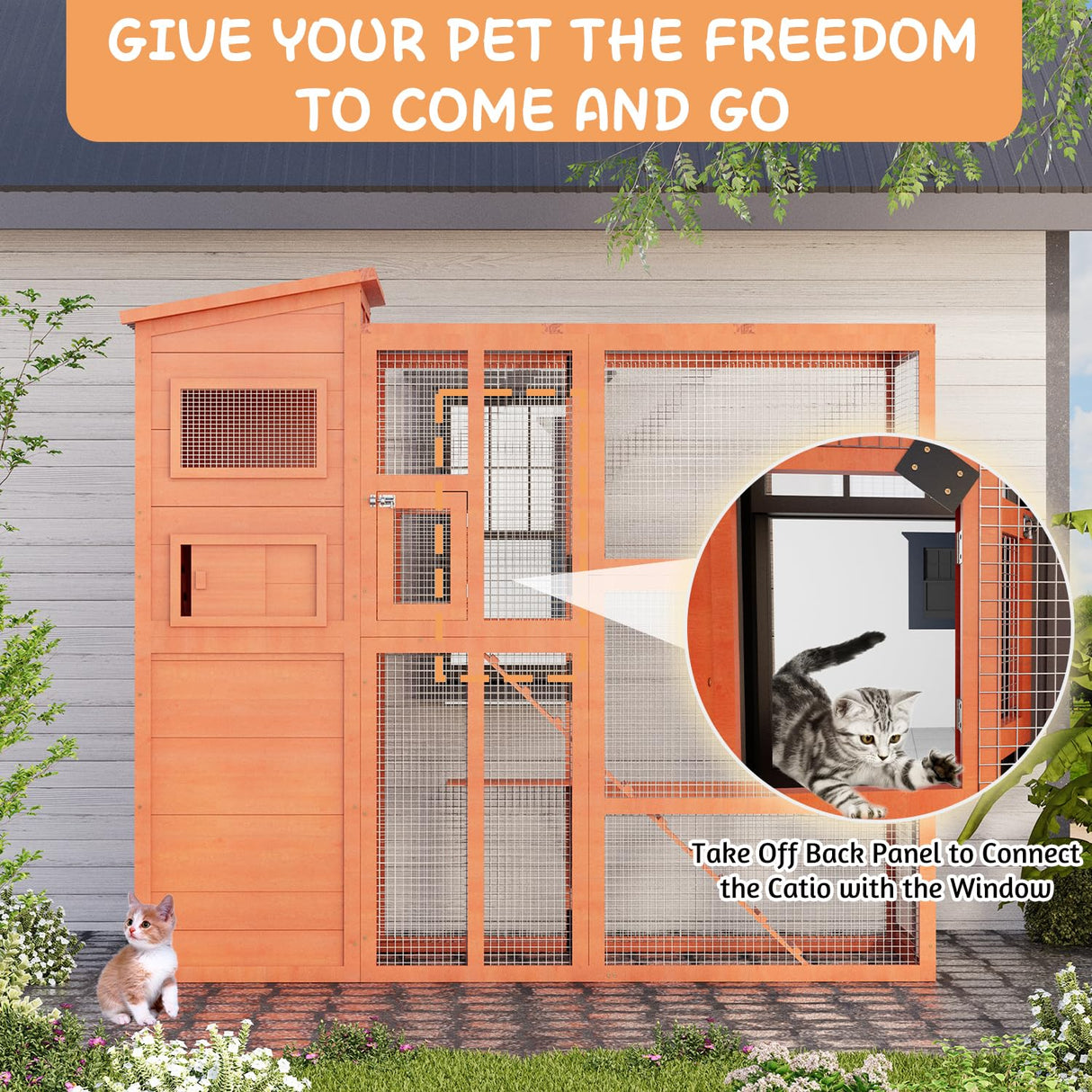 Large Catio Outdoor Cat Enclosure with Weatherproof Roof, 4 Tiers Catios for Cats Patio Outdoor Indoor, Spacious Cat Cage with Resting Rooms, Platforms for Multiple Pet, Kittens & Feral JFHID
