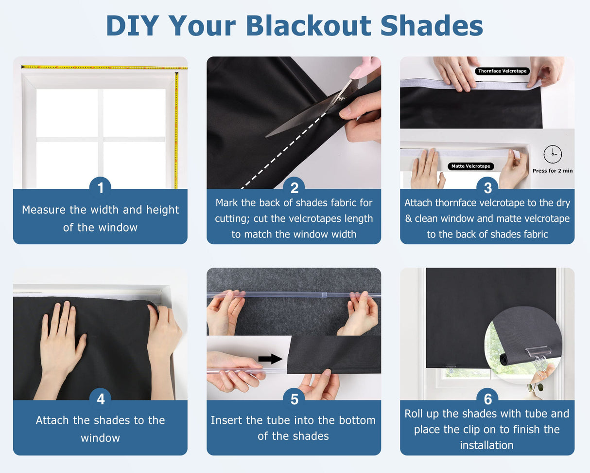 LazBlinds 100% Blackout Roller Shades, No tools No Drill Cordless Blinds for Windows, Thermal Insulated UV Protection Privacy Window Shades for Bedroom (36''W x 72''H, Black) LazBlinds