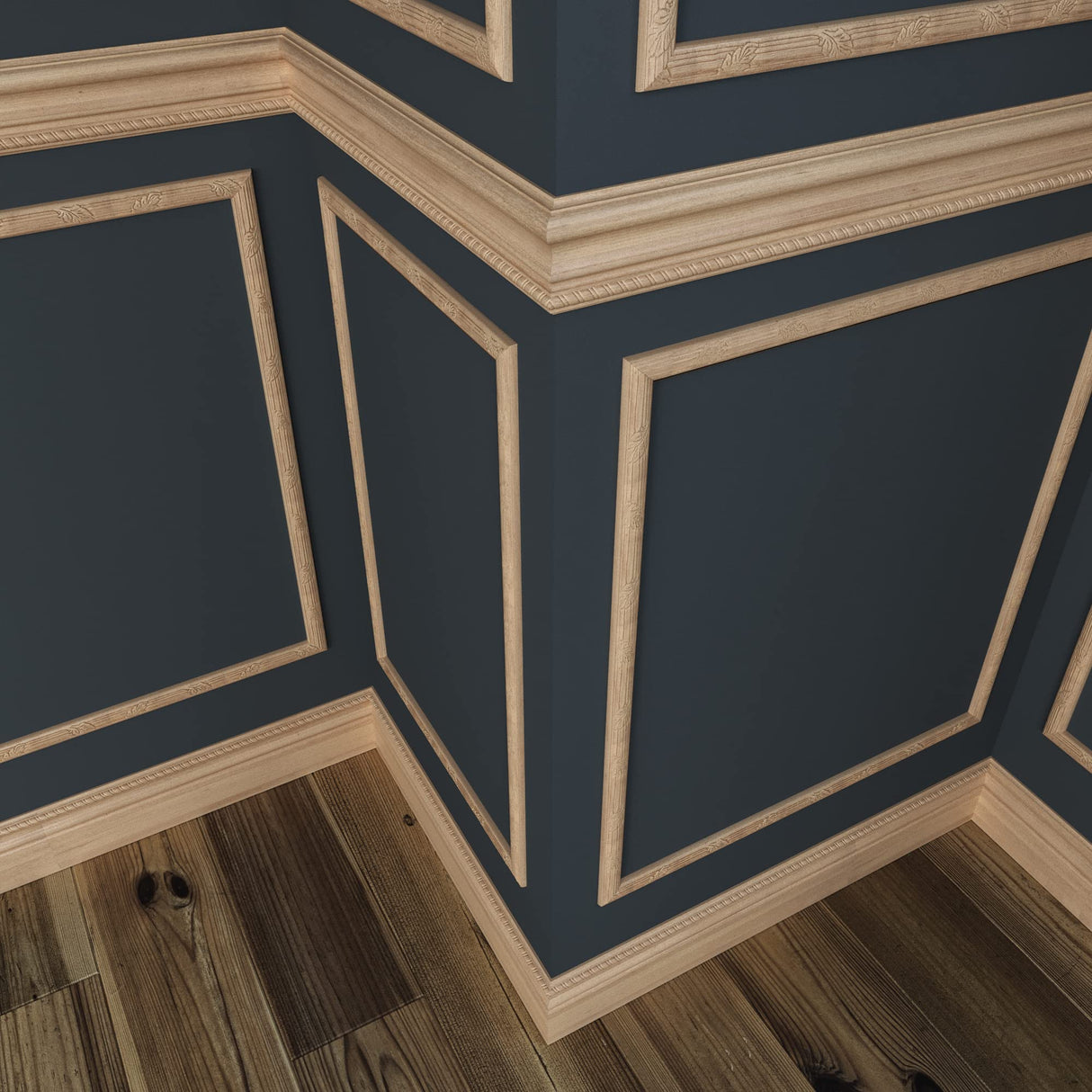 1167-4WHW Unfinished White Hardwood Leaf Chair Rail Moulding ORNAMENTAL