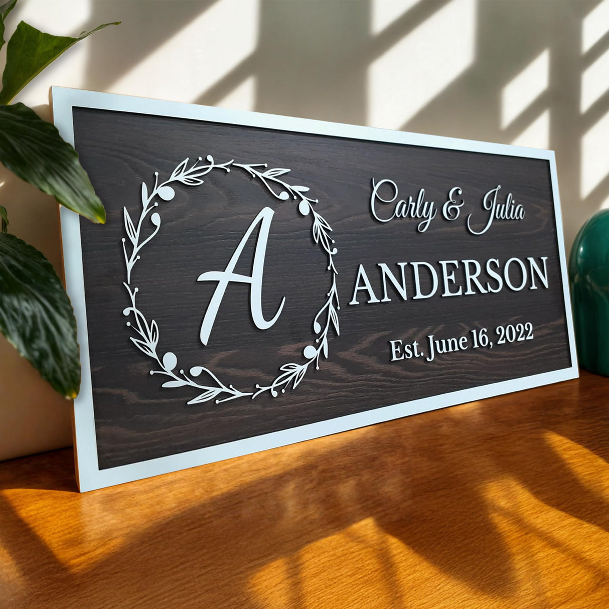 Personalized Wooden Monogram Family Name Sign with Couples Name, Custom Anniversary Gift For Wife, Last Name Plaque with Initial & Established Date, Unique Wedding Gift, Christmas Gifts for Parents aydan's unique finds