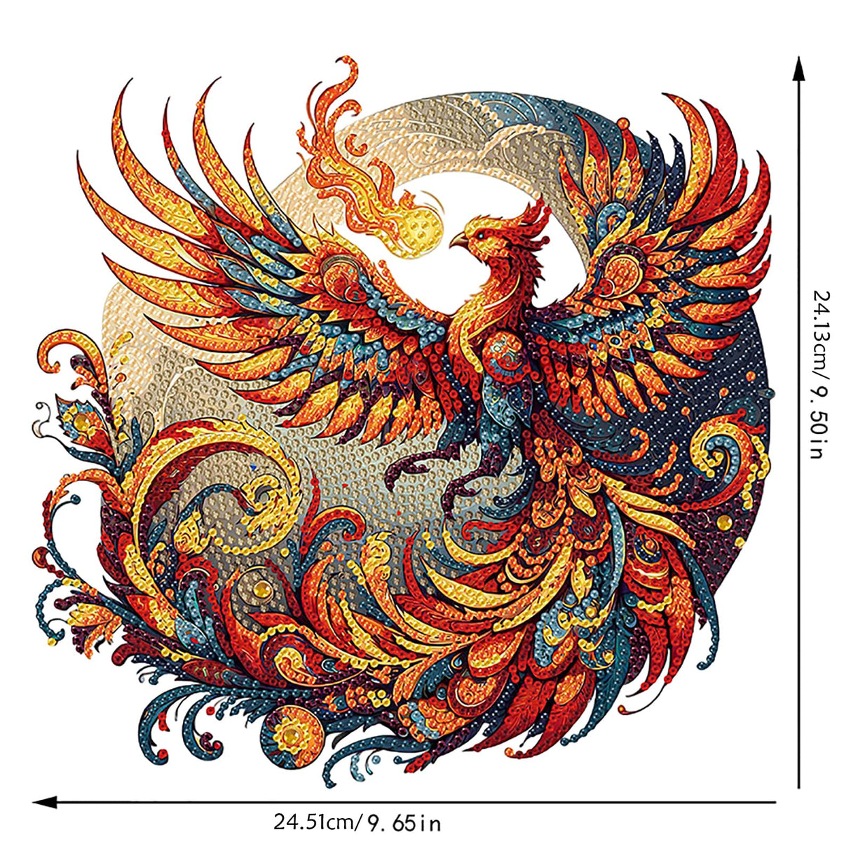 5D Diamond Art Ornaments Kits, DIY 5D Diamond Art Painting Pet Desktop Ornament, Special Shaped Crystal Animal Diamond Art Painting Tabletop Home Office Decor-02-Phoenix Generic