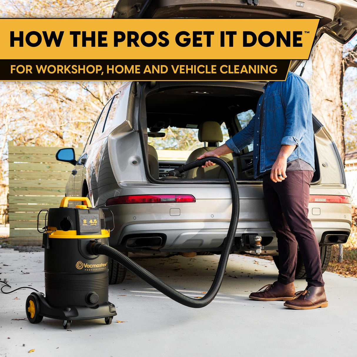 Vacmaster Professional VDK811PW 0201 8 Gallon 4.5 Peak HP Wet/Dry Vac with Self-Cleaning Filter System, 8 Gal, Black Vacmaster