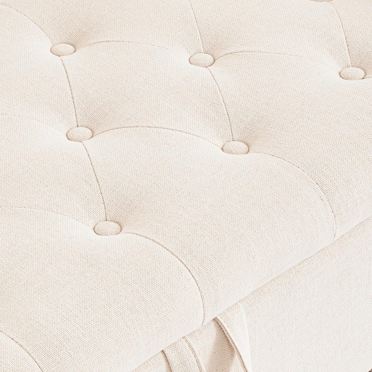 Furniliving 51” Storage Bench, End of Bed Bench with Button-Tufted Large Upholstered Storage Ottoman Linen Window Bench with Storage Shoe Cabinet Bench, for Bedroom, Entryway, Closet, Beige Furniliving