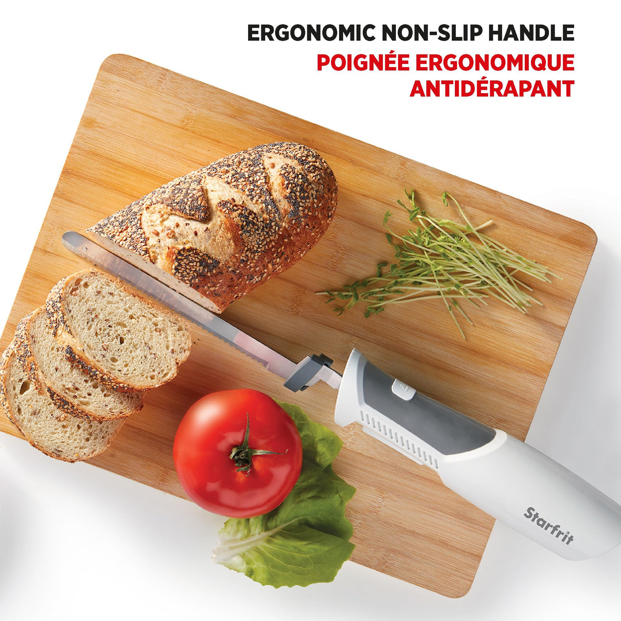 Starfrit Electric Knife with Offset Blades Precision Slicing Enhanced Safety Ergonomic Handle Starfrit